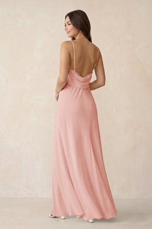 Sheath Satin Bridesmaid Dress with Side Slit in Rose Petal - KISS BRIDAL Bridesmaid Dresses