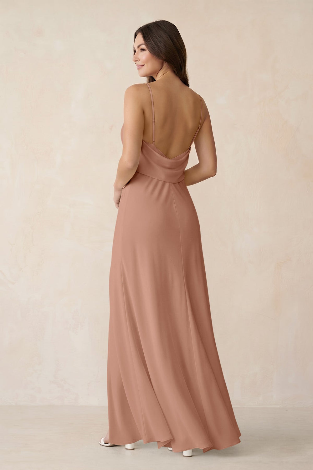 Sheath Satin Bridesmaid Dress with Side Slit in Rosette - KISS BRIDAL Bridesmaid Dresses