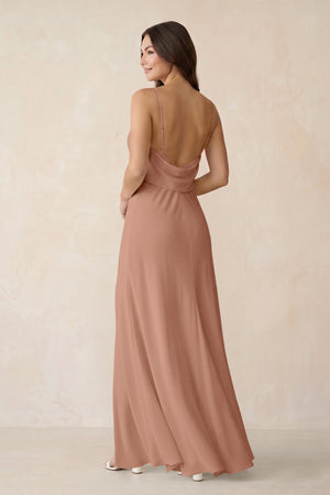 Sheath Satin Bridesmaid Dress with Side Slit in Rosette - KISS BRIDAL Bridesmaid Dresses