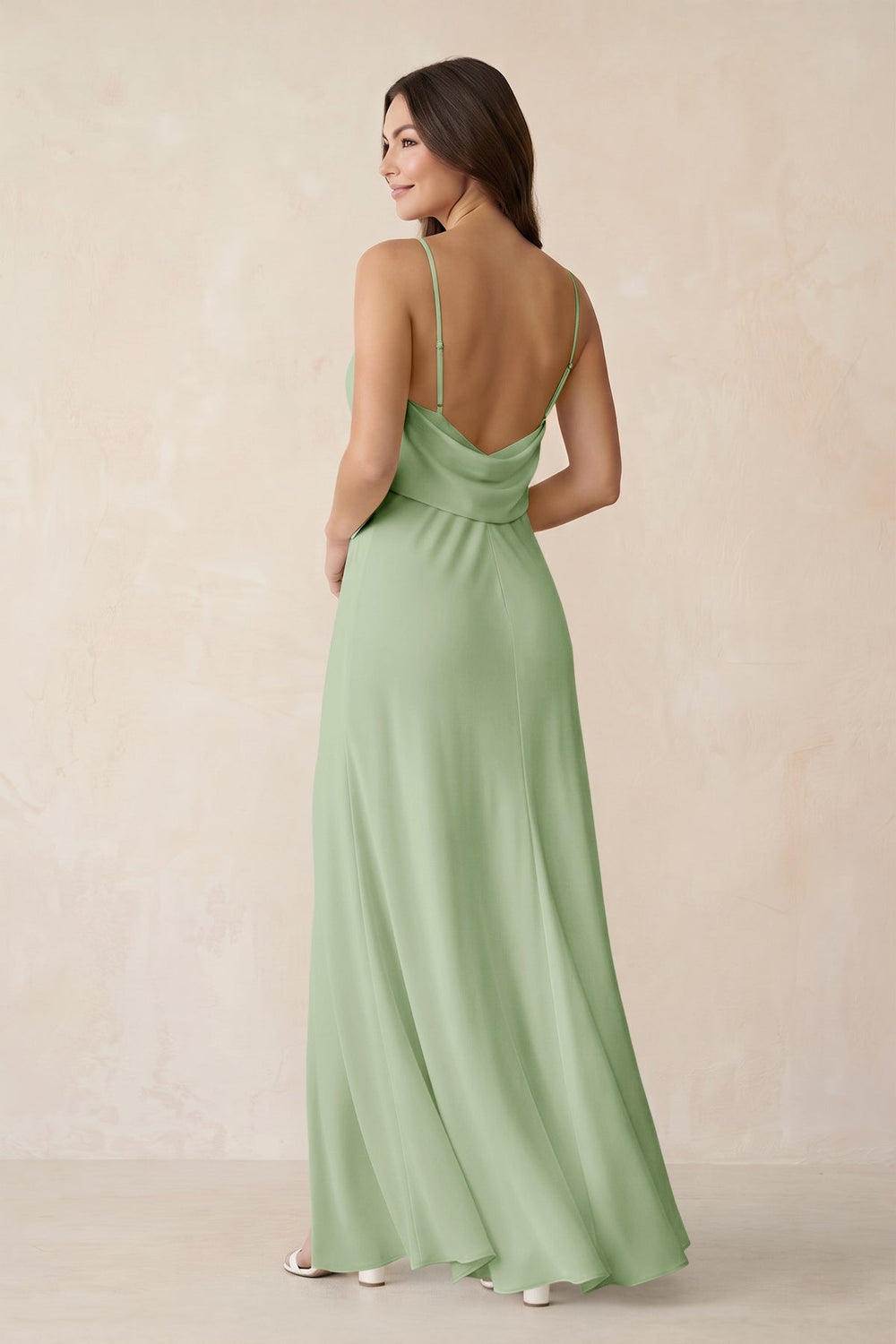 Sheath Satin Bridesmaid Dress with Side Slit in Sage - KISS BRIDAL Bridesmaid Dresses