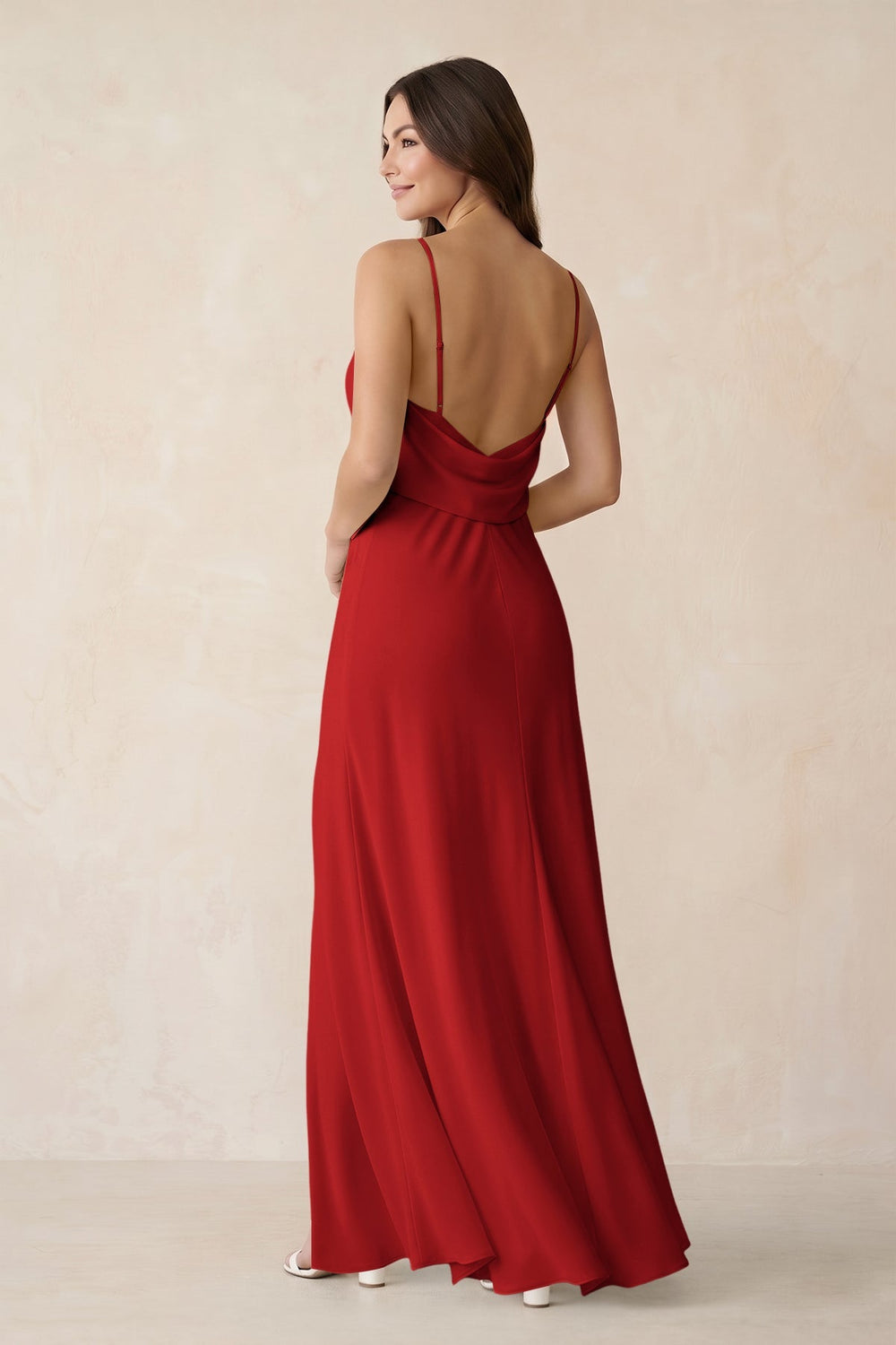 Sheath Satin Bridesmaid Dress with Side Slit in Spice - KISS BRIDAL Bridesmaid Dresses