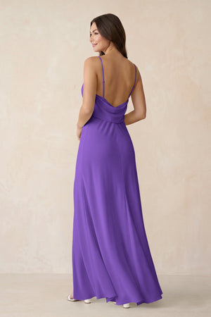 Sheath Satin Bridesmaid Dress with Side Slit in Tahiti - KISS BRIDAL Bridesmaid Dresses
