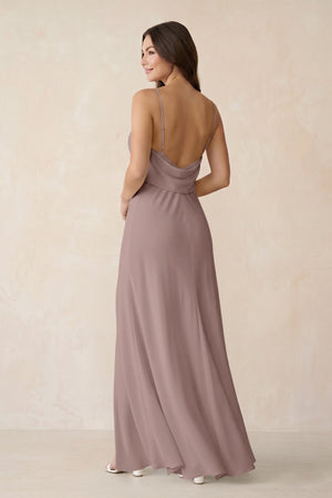 Sheath Satin Bridesmaid Dress with Side Slit in Toffee - KISS BRIDAL Bridesmaid Dresses