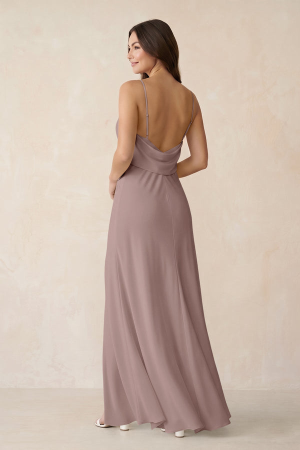 Sheath Satin Bridesmaid Dress with Side Slit in Toffee - KISS BRIDAL Bridesmaid Dresses