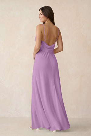 Sheath Satin Bridesmaid Dress with Side Slit in Vintage Mauve - KISS BRIDAL Bridesmaid Dresses