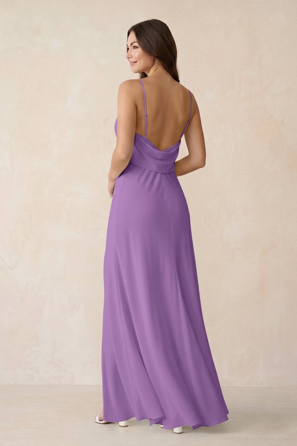 Sheath Satin Bridesmaid Dress with Side Slit in Wisteria - KISS BRIDAL Bridesmaid Dresses