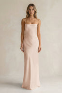 Sheath Satin Spaghetti Strap Bridesmaid Dress in Buttercream - KISS BRIDAL Bridesmaid Dresses