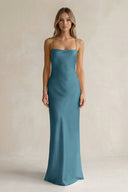 Sheath Satin Spaghetti Strap Bridesmaid Dress in Dark Teal - KISS BRIDAL Bridesmaid Dresses