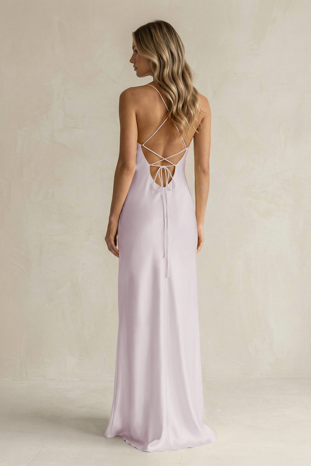Sheath Satin Spaghetti Strap Bridesmaid Dress in Dusk - KISS BRIDAL Bridesmaid Dresses