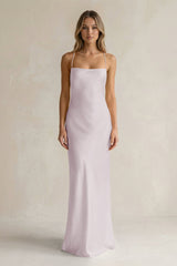 Sheath Satin Spaghetti Strap Bridesmaid Dress in Dusk - KISS BRIDAL Bridesmaid Dresses