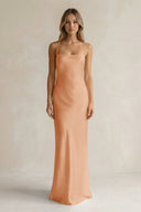 Sheath Satin Spaghetti Strap Bridesmaid Dress in Golden Champagne - KISS BRIDAL Bridesmaid Dresses