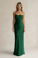 Sheath Satin Spaghetti Strap Bridesmaid Dress in Green - KISS BRIDAL Bridesmaid Dresses