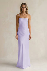 Sheath Satin Spaghetti Strap Bridesmaid Dress in Lavender - KISS BRIDAL Bridesmaid Dresses