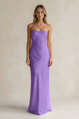 Sheath Satin Spaghetti Strap Bridesmaid Dress in Lilac - KISS BRIDAL Bridesmaid Dresses