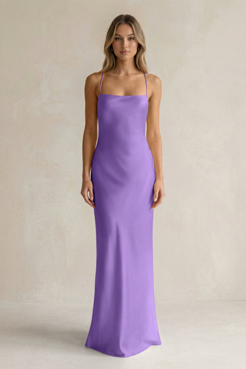 Sheath Satin Spaghetti Strap Bridesmaid Dress in Lilac - KISS BRIDAL Bridesmaid Dresses