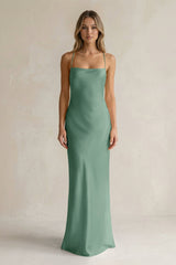 Sheath Satin Spaghetti Strap Bridesmaid Dress in Mint Green - KISS BRIDAL Bridesmaid Dresses