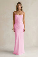 Sheath Satin Spaghetti Strap Bridesmaid Dress in Pink - KISS BRIDAL Bridesmaid Dresses