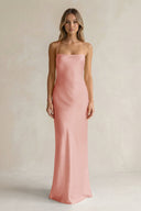 Sheath Satin Spaghetti Strap Bridesmaid Dress in Rose Petal - KISS BRIDAL Bridesmaid Dresses
