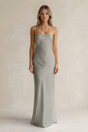 Sheath Satin Spaghetti Strap Bridesmaid Dress in Silver - KISS BRIDAL Bridesmaid Dresses