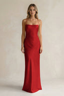 Sheath Satin Spaghetti Strap Bridesmaid Dress in Spice - KISS BRIDAL Bridesmaid Dresses