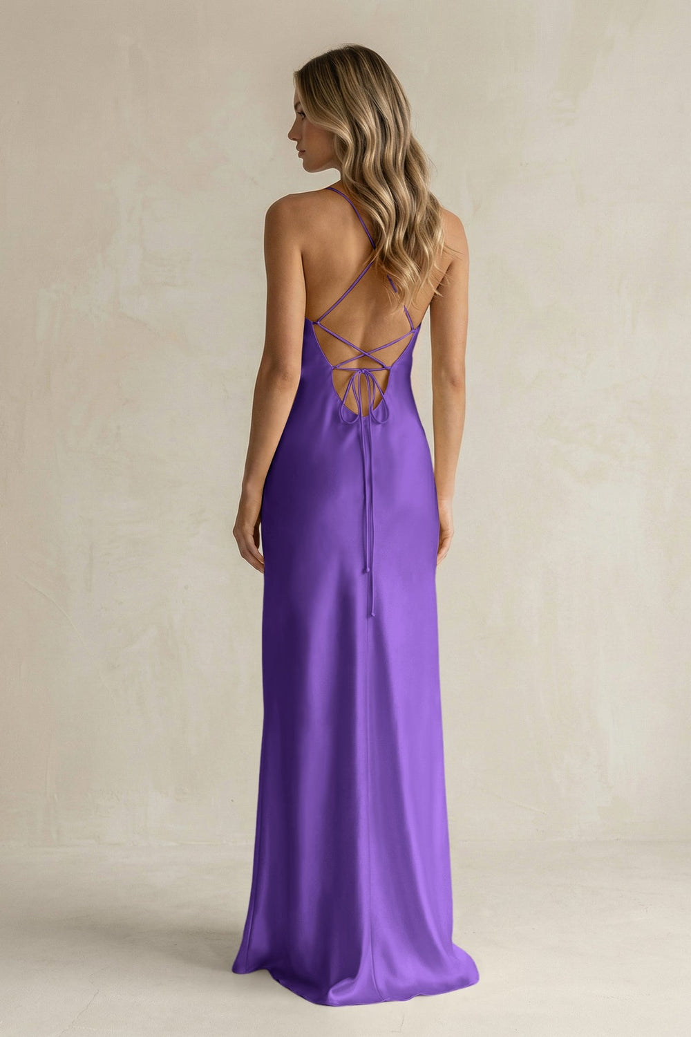 Sheath Satin Spaghetti Strap Bridesmaid Dress in Tahiti - KISS BRIDAL Bridesmaid Dresses