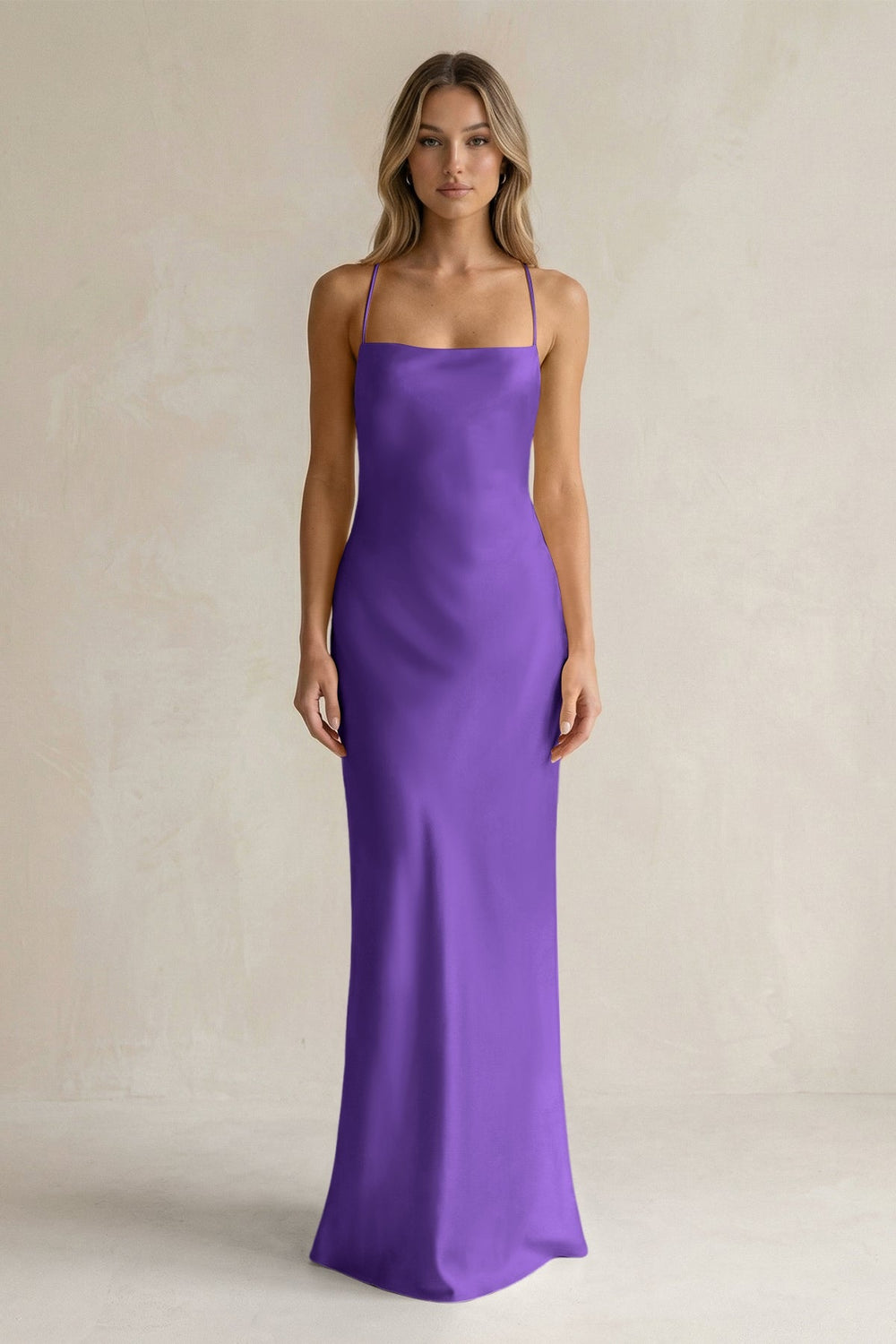 Sheath Satin Spaghetti Strap Bridesmaid Dress in Tahiti - KISS BRIDAL Bridesmaid Dresses