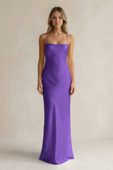 Sheath Satin Spaghetti Strap Bridesmaid Dress in Tahiti - KISS BRIDAL Bridesmaid Dresses
