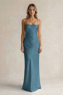 Sheath Satin Spaghetti Strap Bridesmaid Dress in Twilight - KISS BRIDAL Bridesmaid Dresses
