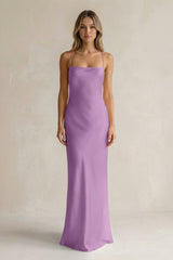 Sheath Satin Spaghetti Strap Bridesmaid Dress in Vintage Mauve - KISS BRIDAL Bridesmaid Dresses
