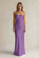 Sheath Satin Spaghetti Strap Bridesmaid Dress in Wisteria - KISS BRIDAL Bridesmaid Dresses