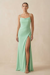 Sheath Spaghetti Straps Chiffon Long Bridesmaid Dress - KISS BRIDAL Bridesmaid Dresses