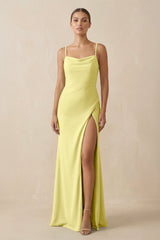 Sheath Spaghetti Straps Chiffon Long Bridesmaid Dress in Buttercup - KISS BRIDAL Bridesmaid Dresses