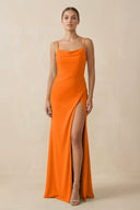 Sheath Spaghetti Straps Chiffon Long Bridesmaid Dress in Cinnamon - KISS BRIDAL Bridesmaid Dresses