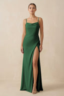 Sheath Spaghetti Straps Chiffon Long Bridesmaid Dress in Dark Green - KISS BRIDAL Bridesmaid Dresses