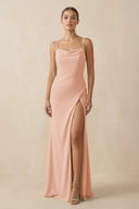 Sheath Spaghetti Straps Chiffon Long Bridesmaid Dress in English Rose - KISS BRIDAL Bridesmaid Dresses