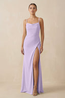 Sheath Spaghetti Straps Chiffon Long Bridesmaid Dress in Lavender - KISS BRIDAL Bridesmaid Dresses