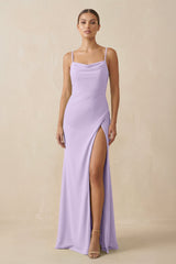 Sheath Spaghetti Straps Chiffon Long Bridesmaid Dress in Lavender - KISS BRIDAL Bridesmaid Dresses