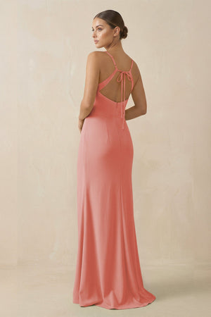 Sheath Spaghetti Straps Chiffon Long Bridesmaid Dress in Mulberry - KISS BRIDAL Bridesmaid Dresses