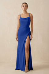 Sheath Spaghetti Straps Chiffon Long Bridesmaid Dress in Royal Blue - KISS BRIDAL Bridesmaid Dresses