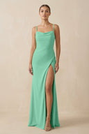 Sheath Spaghetti Straps Chiffon Long Bridesmaid Dress in Turquoise - KISS BRIDAL Bridesmaid Dresses