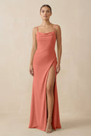 Sheath Spaghetti Straps Chiffon Long Bridesmaid Dress in Wild Rose - KISS BRIDAL Bridesmaid Dresses