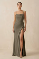 Sheath Spaghetti Straps Chiffon Long Bridesmaid Dress in Willow Green - KISS BRIDAL Bridesmaid Dresses