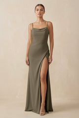Sheath Spaghetti Straps Chiffon Long Bridesmaid Dress in Willow Green - KISS BRIDAL Bridesmaid Dresses