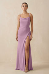 Sheath Spaghetti Straps Chiffon Long Bridesmaid Dress in Wisteria - KISS BRIDAL Bridesmaid Dresses