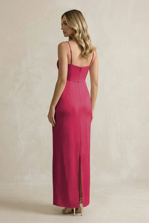 Sheath Spaghetti Straps Satin Bridesmaid Dress in Burgundy - KISS BRIDAL Bridesmaid Dresses