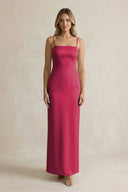 Sheath Spaghetti Straps Satin Bridesmaid Dress in Burgundy - KISS BRIDAL Bridesmaid Dresses
