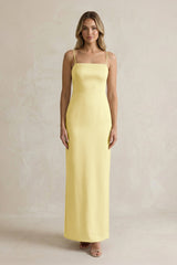 Sheath Spaghetti Straps Satin Bridesmaid Dress in Buttercup - KISS BRIDAL Bridesmaid Dresses
