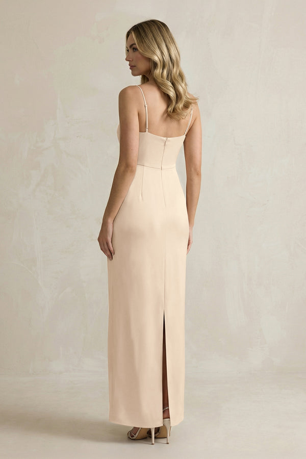 Sheath Spaghetti Straps Satin Bridesmaid Dress in Champagne - KISS BRIDAL Bridesmaid Dresses