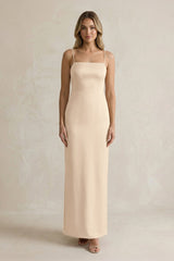 Sheath Spaghetti Straps Satin Bridesmaid Dress in Champagne - KISS BRIDAL Bridesmaid Dresses