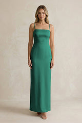 Sheath Spaghetti Straps Satin Bridesmaid Dress in Dark Green - KISS BRIDAL Bridesmaid Dresses